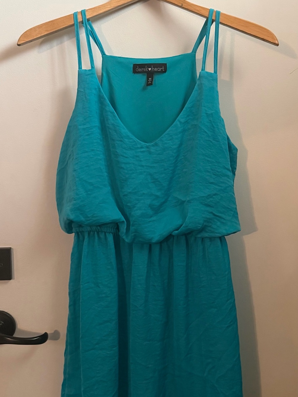 Derek Heart Teal Strapless-Look Maxi Dress with Double Spaghetti Straps
